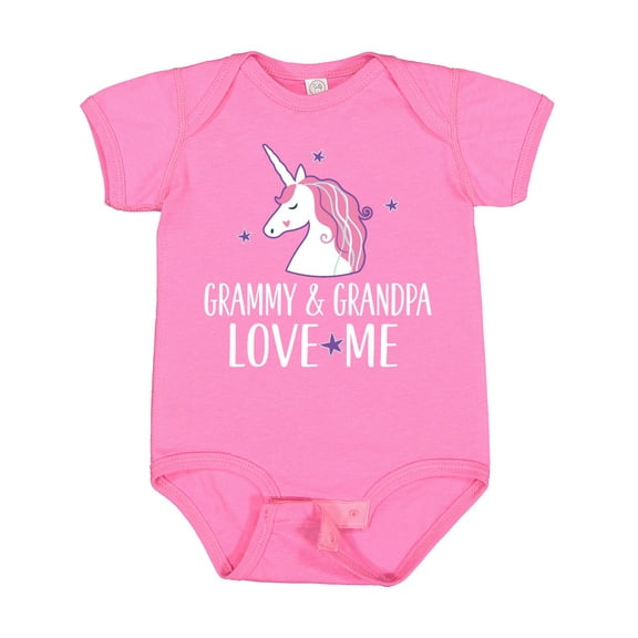 Inktastic Grammy and Grandpa Love Me Girl Unicorn Girls Baby Bodysuit