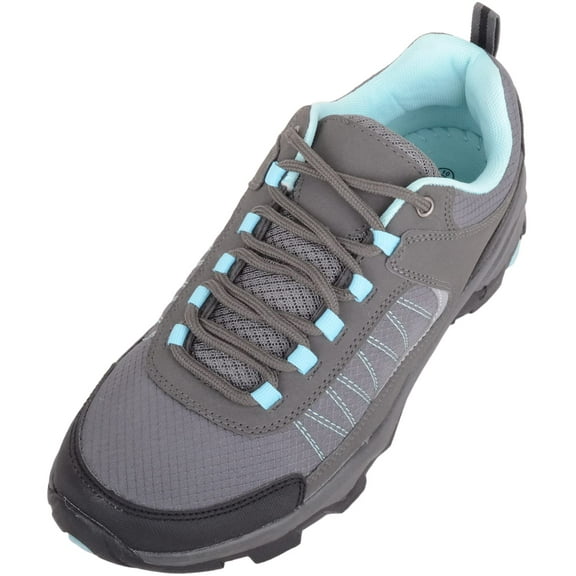 ABSOLUTE FOOTWEAR Womens Easy Slip On Lace Up Sport Fitness Running Trainers Sneakers - Grey - US 6