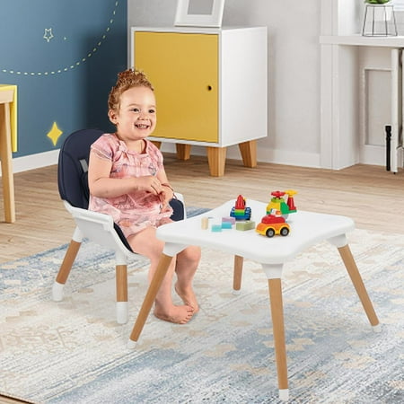 SalonMore Wooden 5-in-1 Baby High Chair Infant Convertible Chair,Blue