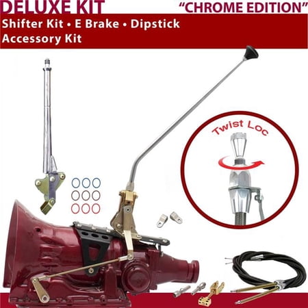 American Shifter C4 Shifter Kit Chrome 16 in. E Brake Cable Clevis Dipstick for F707E