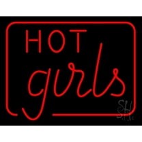 Hot Girls LED Neon Sign 24" Tall x 31" Wide - inches Black Square Cut Acrylic Backing, with Dimmer - Premium built indoor Sign for Strip Club, Dance club, Décor, Bar.