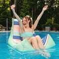 thumbnail image 3 of Big Joe Captain's Float No Inflation Needed Pool Lounger, Rivera Stripe Turquoise Double Sided Mesh, Quick Draining Fabric, 3 feet, 3 of 8