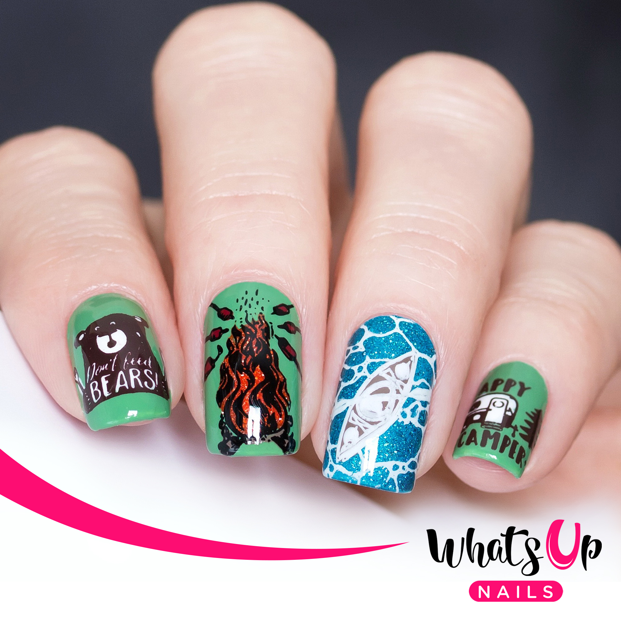 Whats Up Nails Stamping Plates 2er Set – USA Design (B043, B066) Für Nagelkunst, Tief Geätzt