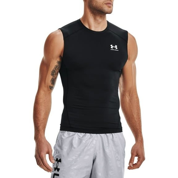 Under Armour Mens HeatGear Compression Shirt (Black/White,XS)