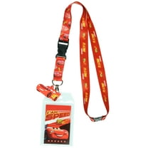 Disney Cars Lightning McQueen Blazing Forward Lanyard with Clear ID Badge Holder and 2" Rubber Race Car Charm