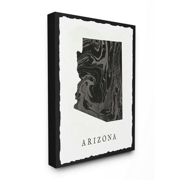 The Stupell Home Decor Collection Black and Grey Marbled Paper Arizona State Silhouette Stretched Canvas Wall Art, 16 x 1.5 x 20