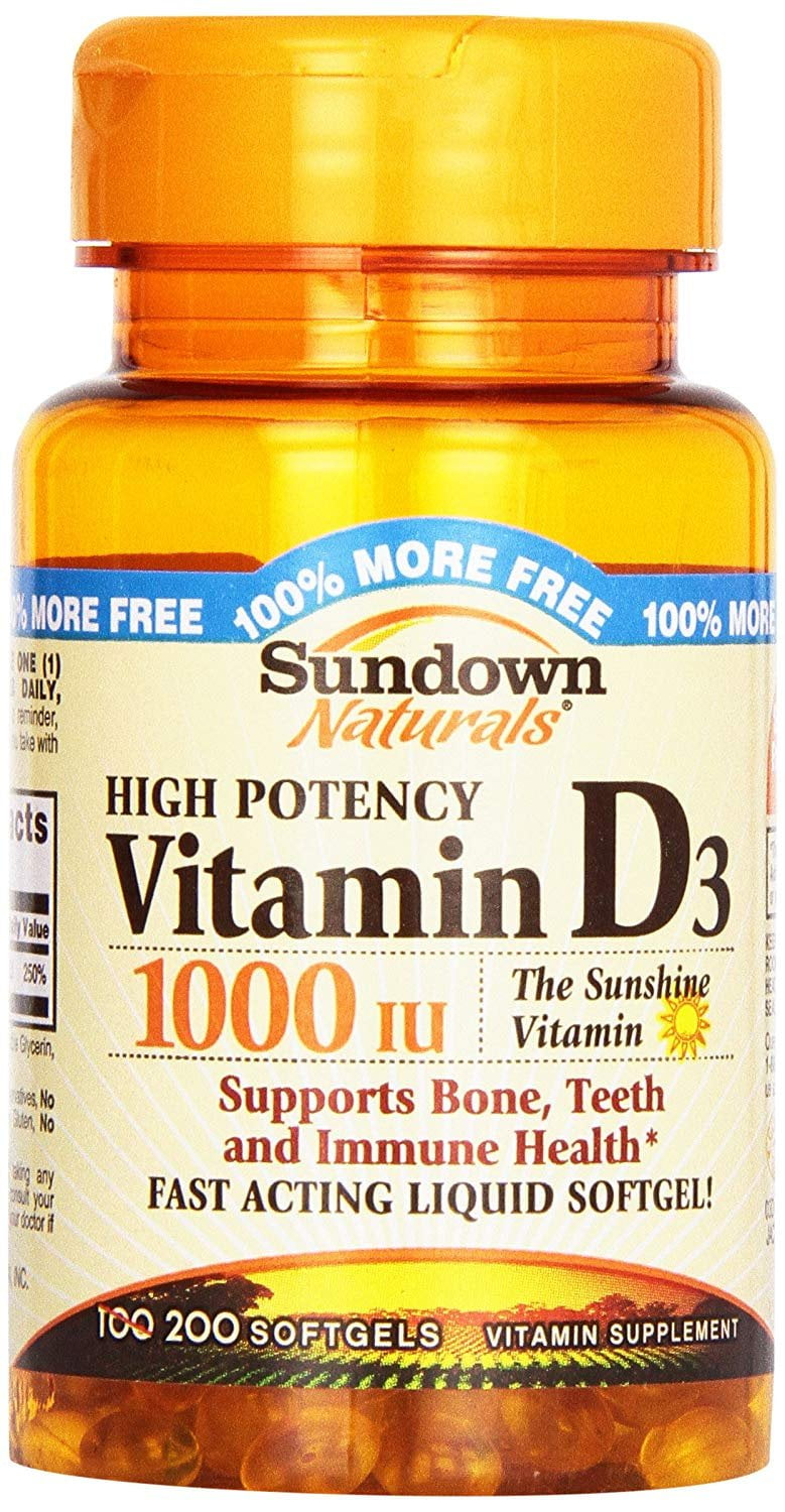 Sundown Naturals High Potency Fast Acting Liquid Vitamin D3, 200ct, 4-Pack