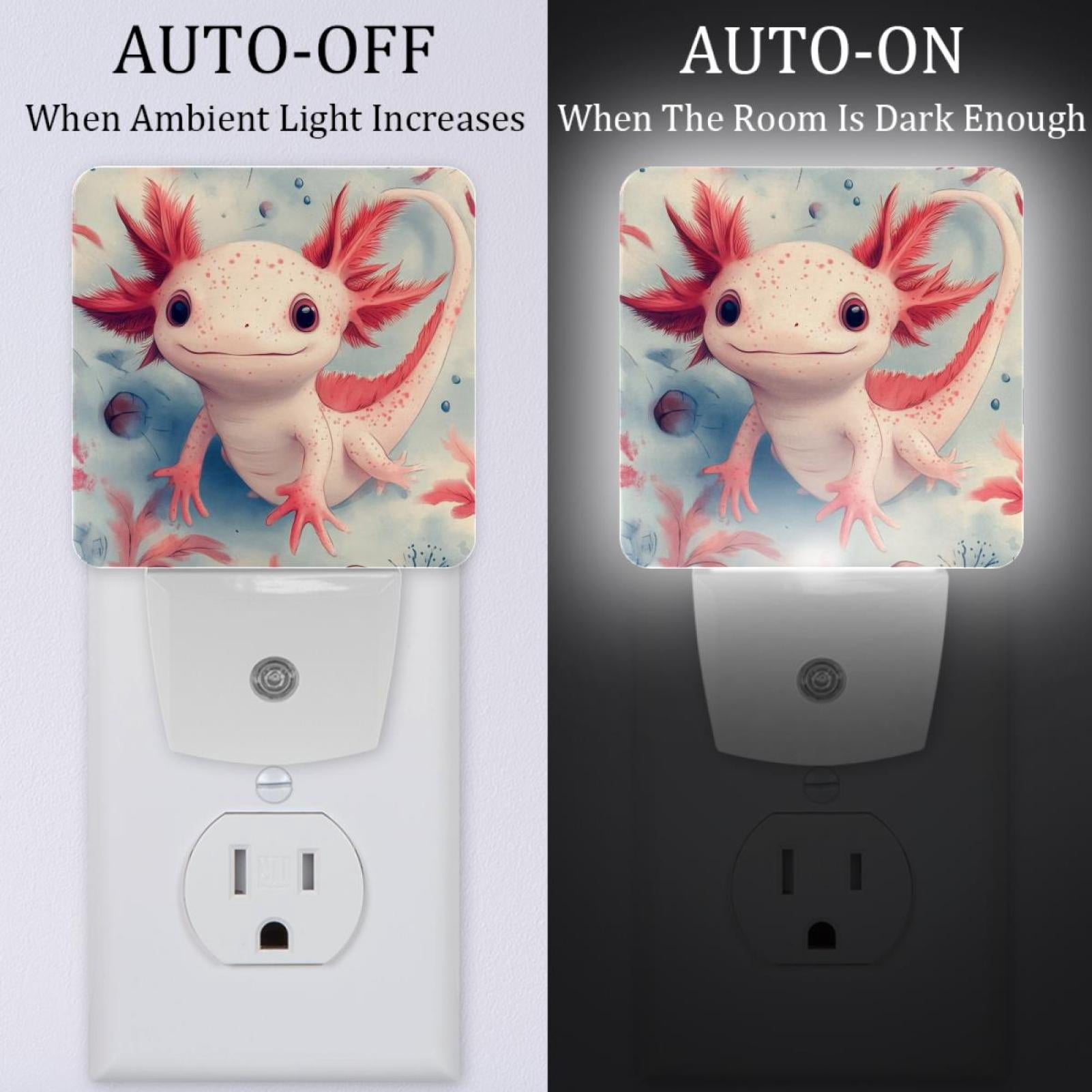 PhooArto Cute Cartoon Axolotl Pattern Plug in LED Night Light Auto Sensor Dusk to Dawn Decorative Night for Bedroom, Bathroom, Kitchen, Hallway, Stairs, Baby's Room, Energy Saving