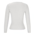 thumbnail image 4 of HAiming Long Sleeved Tops for Womens Solid Color Slim V Neck Knitted Shirts 2025 Fall Winter Casual Basic Blouse, 4 of 5