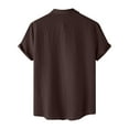 thumbnail image 5 of IYTR Mens Beach Shirts Solid Color T-shirts Short Sleeve Button Turndown Collar Shirts Comfy Linen Shirts Brown L, 5 of 6