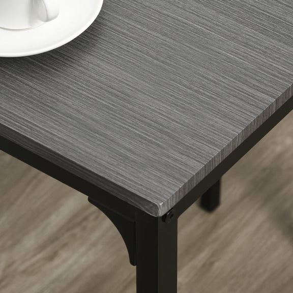 Bar Table Set for Small Spaces, Counter Height Dining Set with 2 Stools, Space Saving Breakfast Table and Chairs for Kitchen, Grey MDF