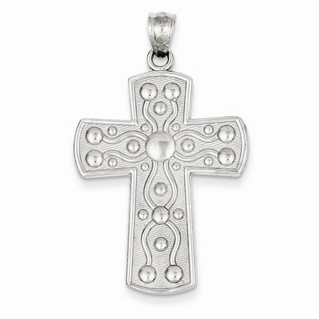 14k White Gold Latin Cross with Serenity Prayer Pendant