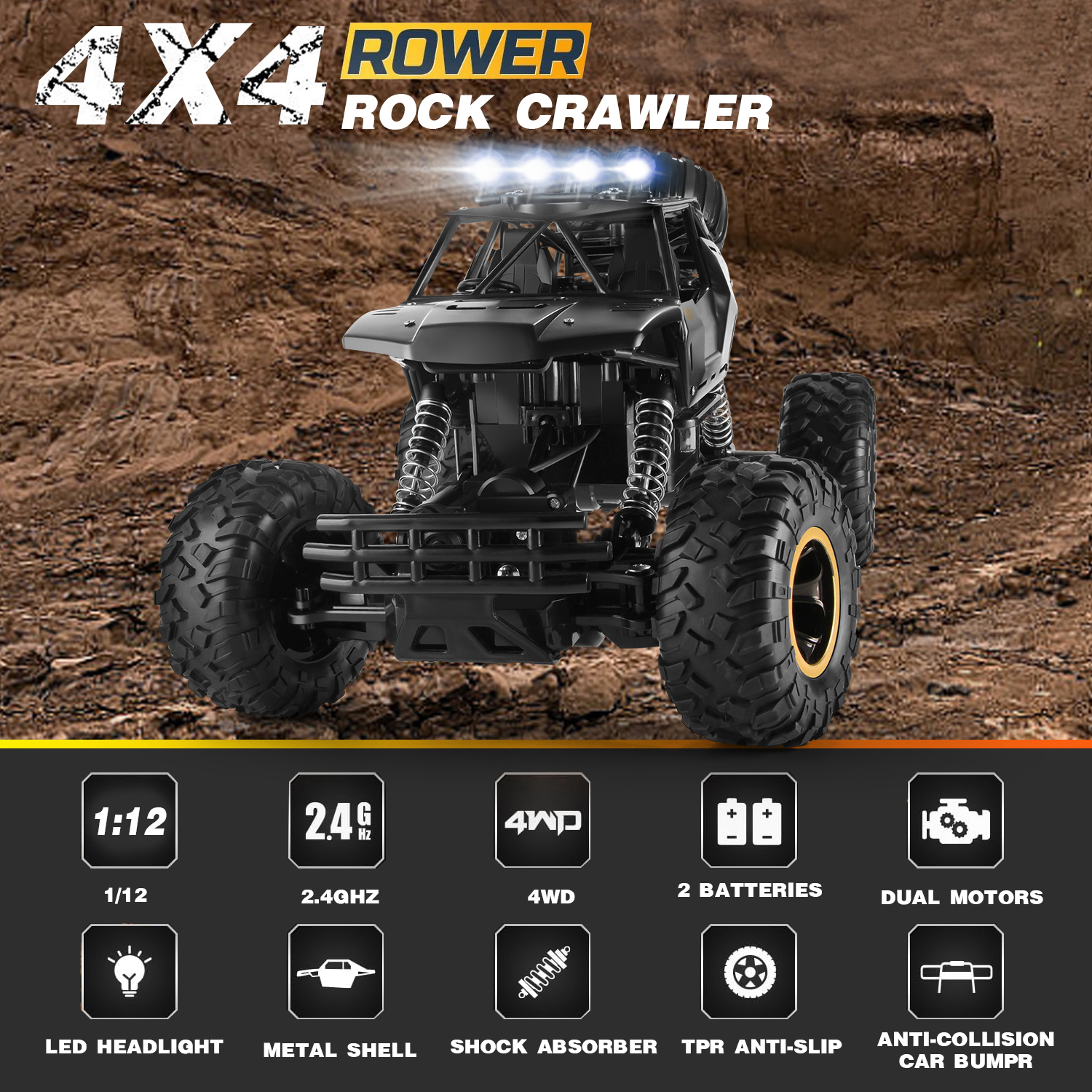 BKAXH 1:12 Off-Road RC Monster Truck with Dual Motors photo 3