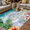thumbnail image 2 of Fsddascl Summer Green Palm Leaf Outdoor Rug for Patio/Deck/Porch, Non-Slip Large Area Rug 6 x 9 Ft, Beach Ocean Floral Starfish Conch Indoor Outdoor Rugs Washable Area Rugs, Camping Rug Carpet, 2 of 5