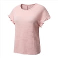 thumbnail image 2 of Blusas de Verano para Mujer, Camisetas de Cuello Redondo y Corta, Camisas de Trabajo Informales con Textura, Blusas Holgadas Rosa M, 2 of 7
