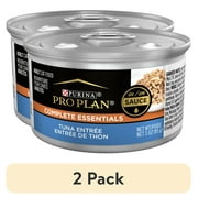 (2 pack) Purina Pro Plan Pate High Protein Wet Cat Food Complete Essentials Tuna Entree in Sauce, 24 Count, 3 oz. Cans