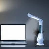 Nueva lámpara de escritorio con reloj electrónico LED, plegable y recargable, con 3 niveles de brillo y pantalla de temperatura.