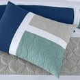 thumbnail image 3 of Chezmoi Collection Bernard 7-Piece King Bed in a Bag Comforter Set with Sheets, Lightweight Comforter Navy Blue Gray Patchwork Quilted Medallion Bedding Set for All Season, 3 of 9