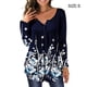 thumbnail image 2 of Camisa de mujer Minnieouse poliéster cuello en V estampado de flores Azul S, 2 of 6