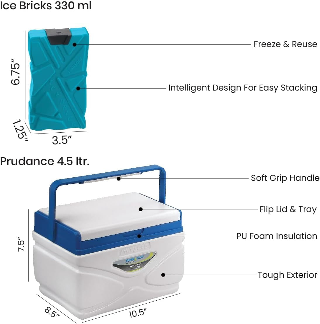Pinnacle 30L Cooler with Wheels Set, 3 Coolers with Ice Bricks, Cup Holder Lid, Marine