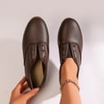 thumbnail image 2 of Shrysg Women's Round Toe Jazz Shoes Casual Ballroom Faux Leather Flats Brown, 2 of 9