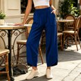 thumbnail image 5 of Njagoc3 Cargo Pants Women | Drawstring Waist Relaxed Trousers with Front Patch Pockets | Loose Fit for Fall Casual Daily Wear & Outdoor Activities，Blue，S, 5 of 6