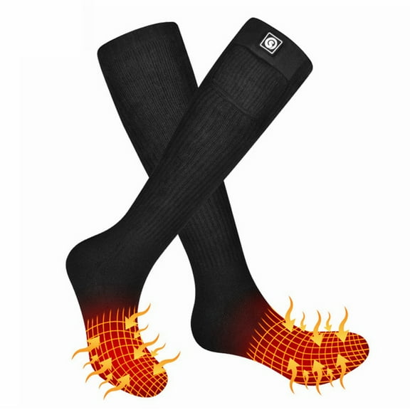 Sun Will Rechargeable Electronic Warm Socks, 2200 mAh Battery Heated Socks for Men and Women Black S-XL