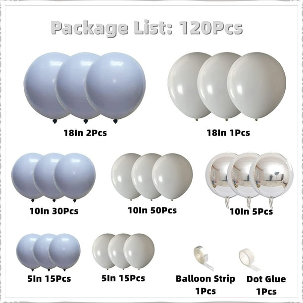 118Pcs 5/10/18 Inch Latex Wedding Balloons with Gray Silver Foil Balloon  for Birthday Bachelorette Baptism Engagement Bridal Baby Shower Graduation  Anniversary Party Background Decorations 
