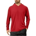 thumbnail image 3 of Dahjin RedSweatshirts for Men Long Sleeve Hoodies Sun Protection Lightweight Cre W Neck Tops Going Out Hiking Hooded Blouse, 3 of 7