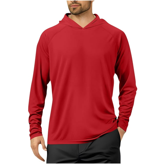 Ohufall Men's Shirts Long Sleeve Workout Fishing T Shirts UPF 50+ Sun Protection Rash Guard Dry Fit Athletic Running Tee Tops