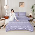 thumbnail image 5 of Manfei Retro bohemian Geometric Bedding Comforter Set,Vintage Boho Theme Twin Comforter Sets,White Purple Bedding Set For Men Women,Ultra Soft Home Decor Reversible,2-Piece, 5 of 9
