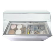 Maxx Cold Curved Glass Ice Cream Dipping Cabinet Freezer, 70W, 20 cu. ft. Storage Capacity, Holds up to (22) Flavor Tubs, in White (MXDC-12)