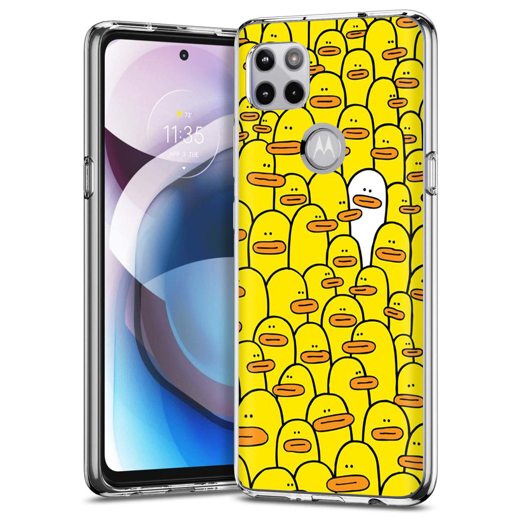 VIBECover Slim Case compatible for Motorola One 5G Ace, TOTAL Guard FLEX Tpu Cover, Standout Ducky