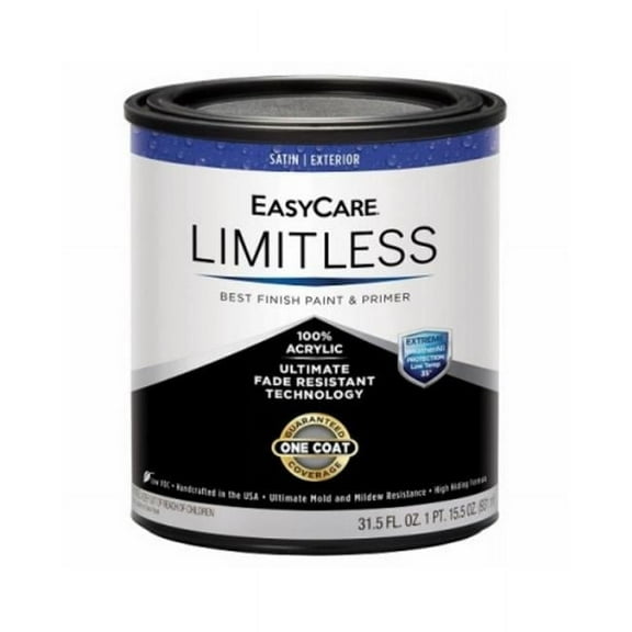 1 qt. EasyCare Limitless Exterior Latex House Satin Paint & Primer, Black - Pack of 4