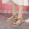 thumbnail image 5 of Juebong Sandals clearance Flat Sandals for Women Dressy Summer Cute Gladiator Slip on Sandal Comfortable Orthopedic T-strap Sandals Ladies Casual Ankle Elastic Bohemian Beach Shoes, 5 of 5