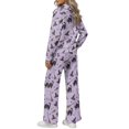 thumbnail image 3 of Light Purple Witch Print 2 Piece Sets for Women Stand Collar Quarter Zip Sweatshirt Wide Leg Pants with Pockets Soft Loose Travel Outing Getaway Loungewear Fall Tracksuit, 4XL, 3 of 9