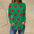 thumbnail image 2 of FAIWAD Tunique à Cœur pour Femmes Manches Longues Col Rond T-Shirts Tendance Grande Taille Chandail Tops, 2 of 5