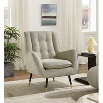 Art Leon Tufted Wingback Chair, Velvet Deep Upholstered Accent Chair for Living Room, Off-White