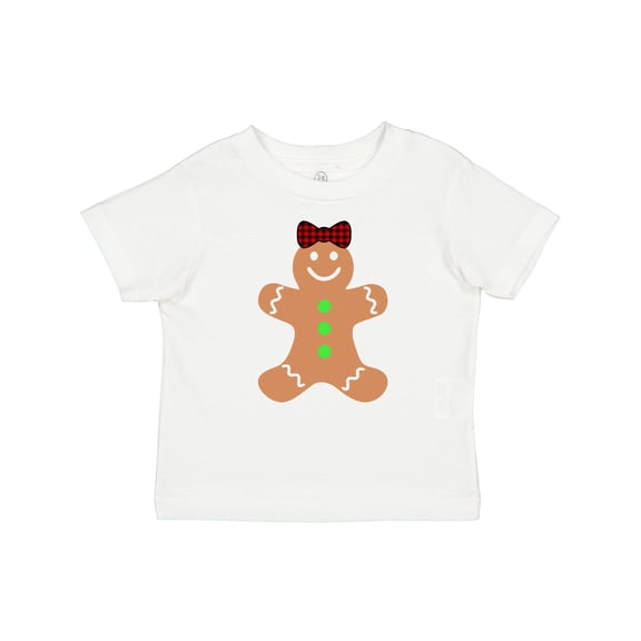 Inktastic Cute Gingerbread Girl with Red Plaid Bow Boys or Girls Baby T-Shirt