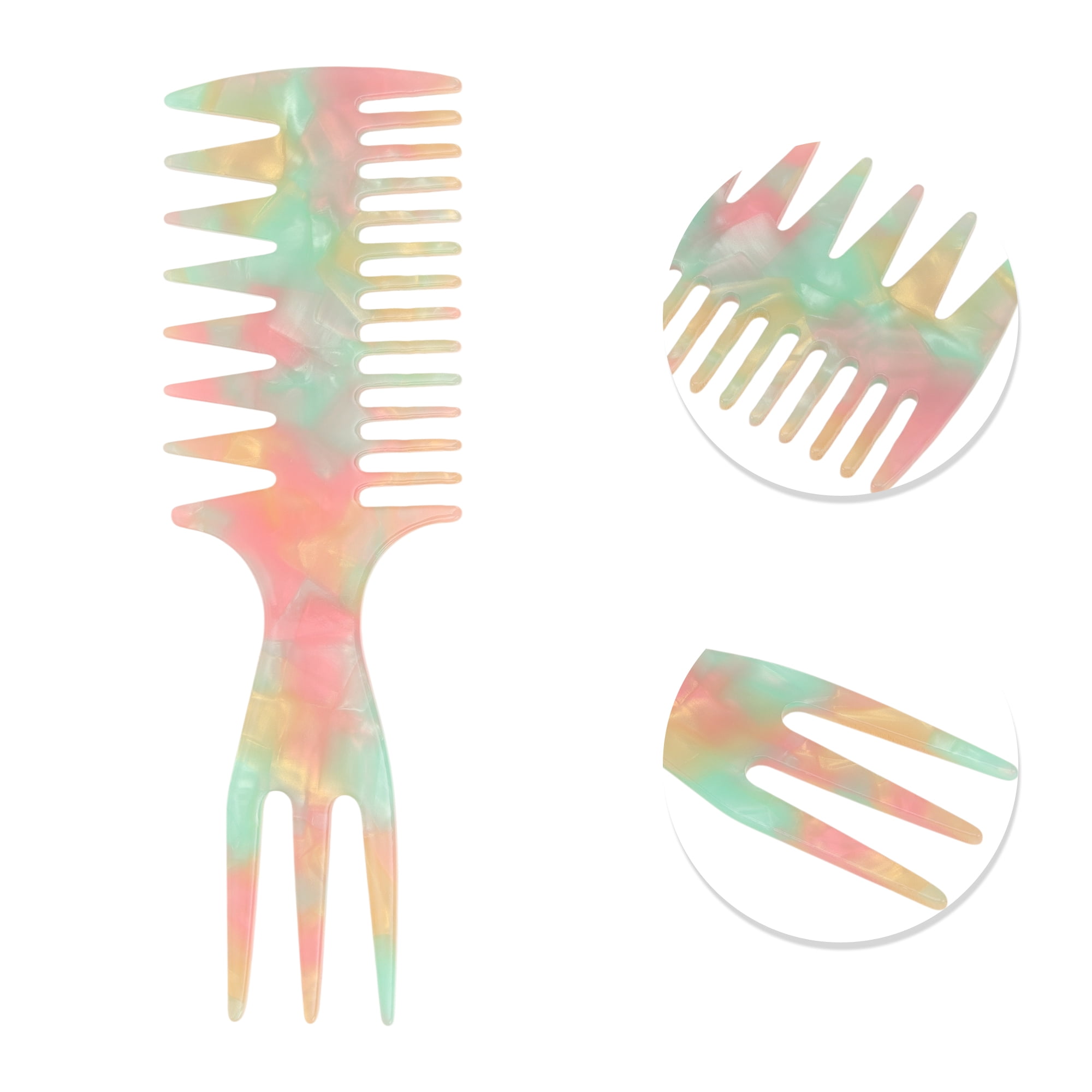 Unique Bargains 1 Pc Fashionable 3 in 1 Fish Bone Hair Comb for All Hair Types Pink, Green