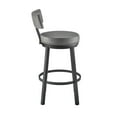 thumbnail image 4 of Maklaine 30" Metal & Faux Leather Swivel Bar Stool in Gray/Black, 4 of 12