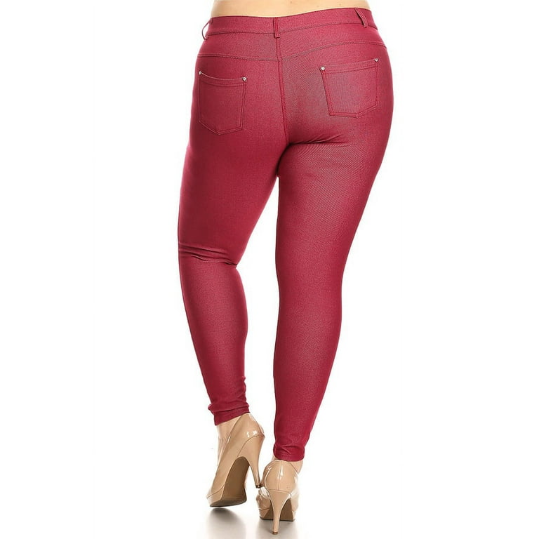 Moa Collection PLUS Women's Full Length Solid Jeggings