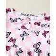 thumbnail image 4 of KIMI BEAR 3T Toddler Baby Girls Pant Sets 4T Toddler Girls Ruffle Butterfly Print Long Sleeves Top Elastic Pants 2PCS Outfits Pink, 4 of 10