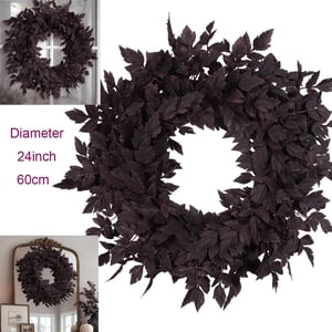 Fall Wreath 24 Inch Cimicifuga Leaves For Front Door Halloween Decor