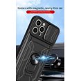 thumbnail image 4 of Heavy Duty Protection Case for Apple iPhone 13 Pro (Not 13), Magnetic Ring Kickstand Slide Camera with Card Holder Phone Cover for Apple iPhone 13 Pro      Green, 4 of 8