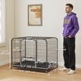 thumbnail image 3 of PawHut Cage pour Chien Robuste de 43 Pouces, Grande Cage en Métal pour Chien avec Roues, 3 of 10