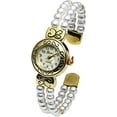 thumbnail image 4 of Blekon Collections Japanese Quartz Women's 21mm Case Elegant Pearl Beads Cuff Bangle Watch, 4 of 5
