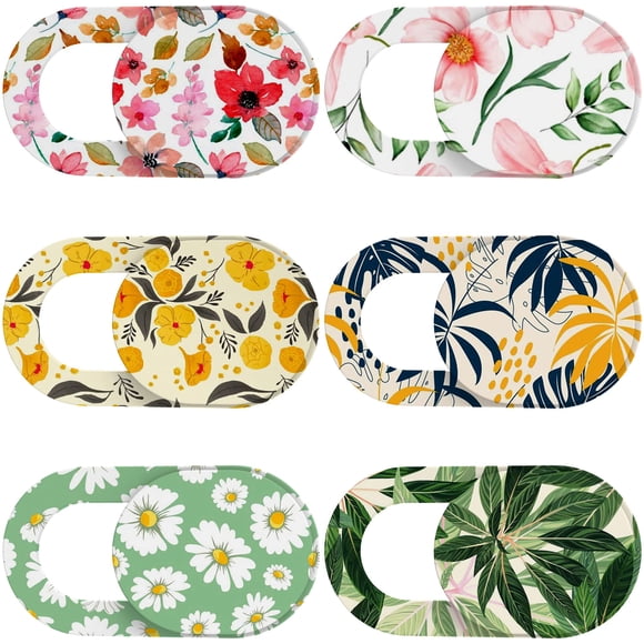 Funda de cámara web Slide Yilador Flowers para ordenador portátil, teléfono y tableta