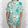 thumbnail image 4 of YuYuBao Women Pajamas Sets Christmas Santa Claus Print Silk Satin Buttons Pajamas Sets Pjs Loungewear Nightwear, 4 of 6