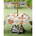 thumbnail image 3 of Navy Blue Corals Outdoor Round Tablecloth with Umbrella Hole 60 Inch,Wrinkle Free Wipeable Fabric Table Cloth Waterproof Zippered Cover for Camping Picnic Patio,Nautical Boho Tropical Reef Coastal, 3 of 5